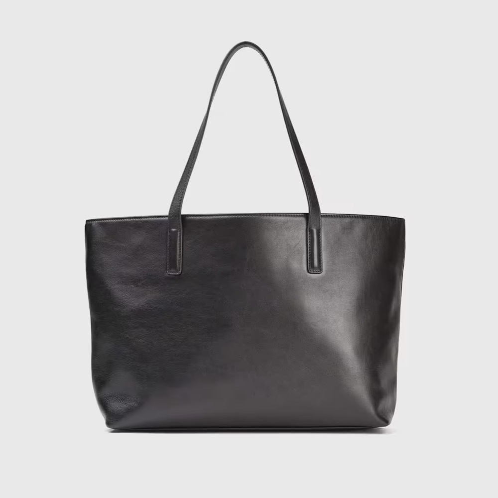 Quince Italian Black Leather Tote